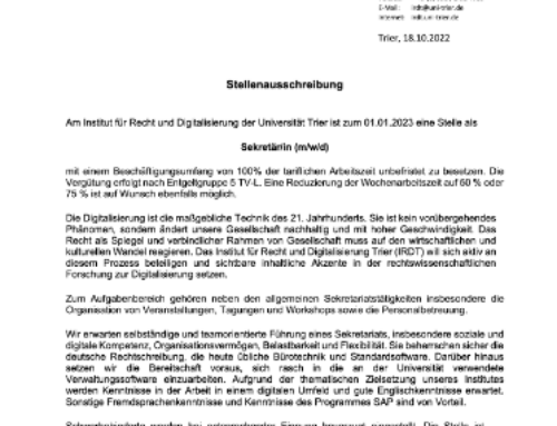 Stellenausschreibung Sekretär/in (m/w/d)